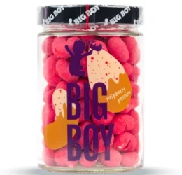 BigBoy Raspberry Passion – mandle a kešu v bílé čokoládě s malinovým prachem 300 g